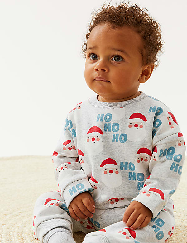 Sudadera de algodon con estampado de Papa Noel 0 3 anos GREY MIX Sudaderas M S US