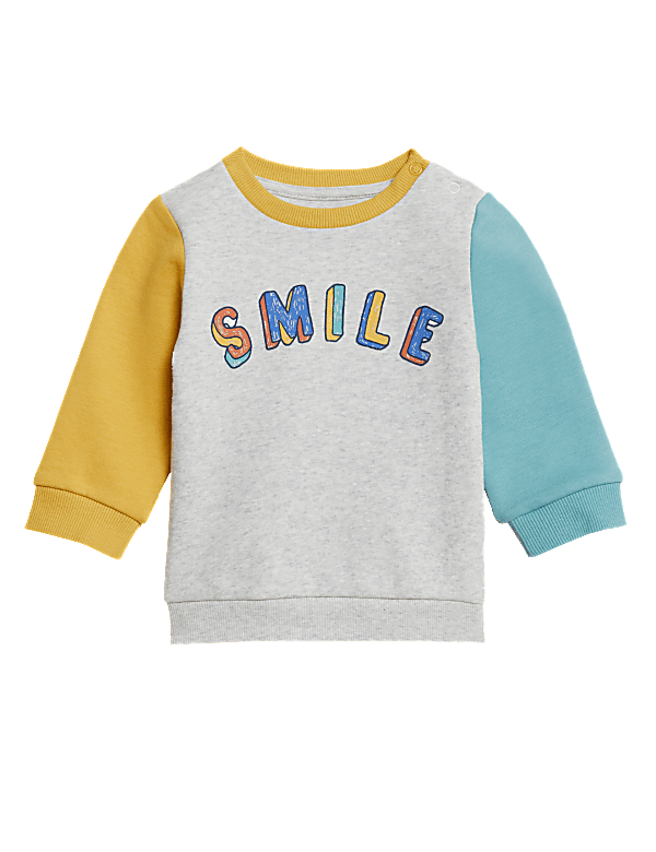 Cotton Rich Smile Slogan Sweatshirt