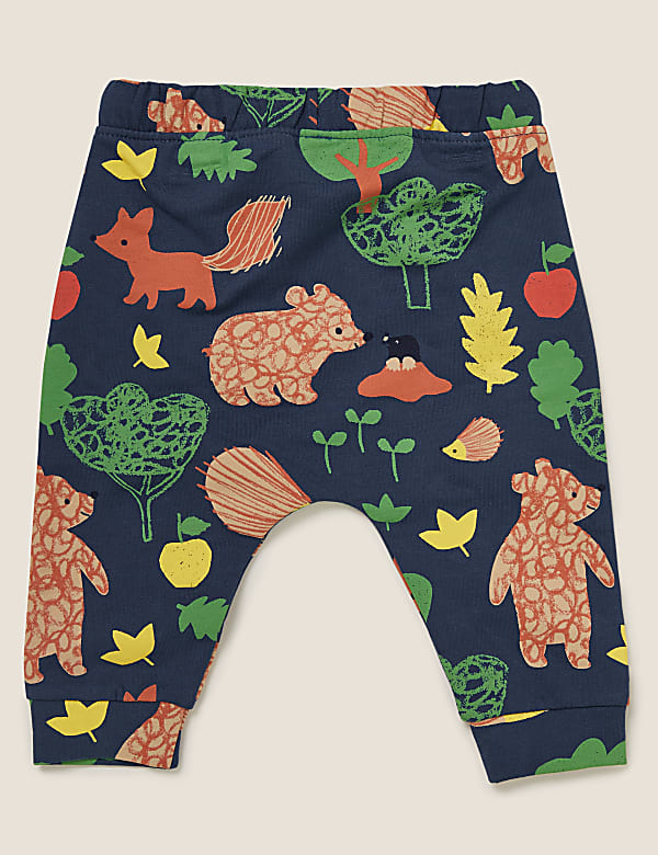Cotton Woodland Animal Print Joggers (0-3 Yrs)