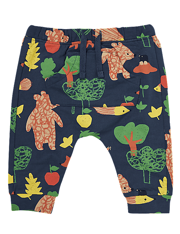Cotton Woodland Animal Print Joggers (0-3 Yrs)