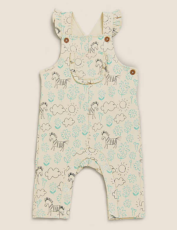 2pc Cotton Floral Zebra Dungaree Outfit (0-3 Yrs)