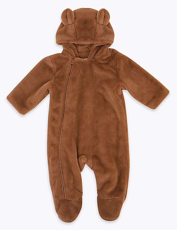 Faux Fur Bear Pramsuit (7lbs-12 Mths)