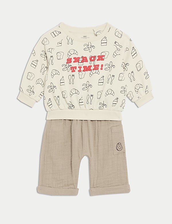 Ensemble 2&nbsp;pi&egrave;ces 100&nbsp;% coton &agrave; motif Snack Time (jusqu&rsquo;au 3&nbsp;ans) - FR