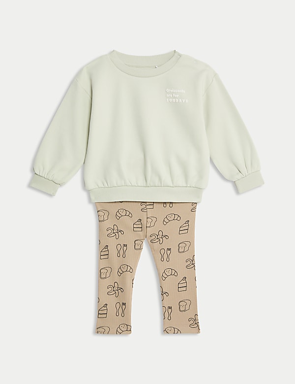 Outfit mit hohem Baumwollanteil und Croissant-Motiv (0–3&nbsp;J.) - AT