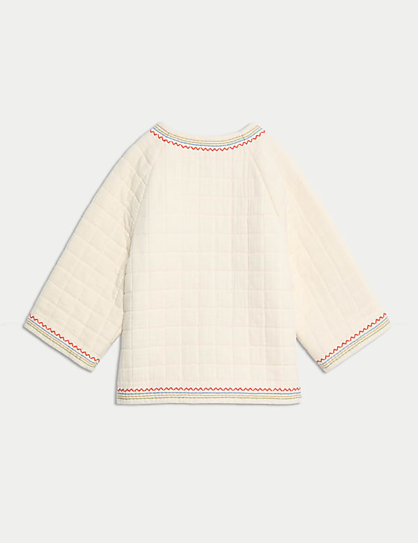 ז'קט רקום מכותנה טהורה בדוגמת תפירת טלאים (3-0 שנים) - IL