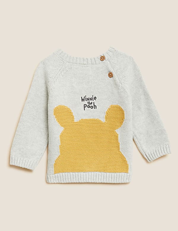 Pure Cotton Winnie the Pooh™ Knitted Jumper (0-3 Yrs)