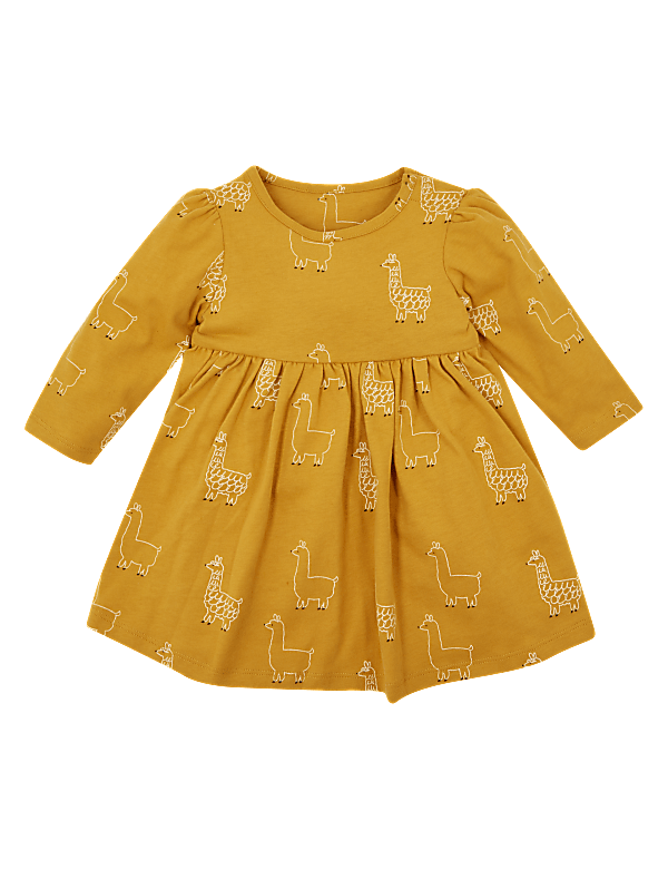 Cotton Llama Print Dress (0-3 Yrs)