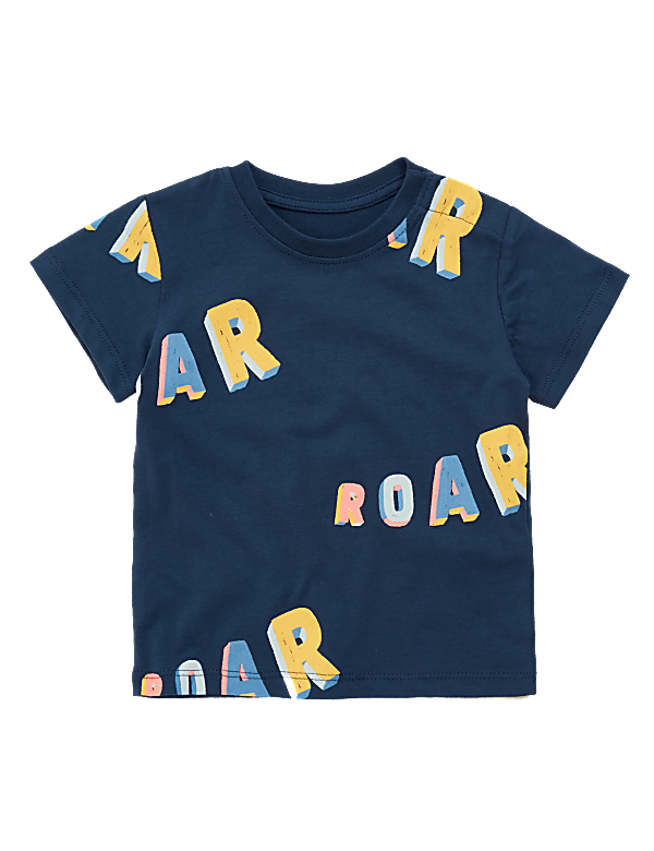 Pure Cotton Roar Slogan T-Shirt (0-3 Yrs)