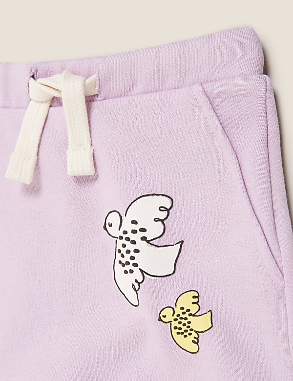 Cotton Bird Print Joggers
