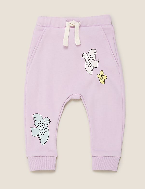 Cotton Bird Print Joggers