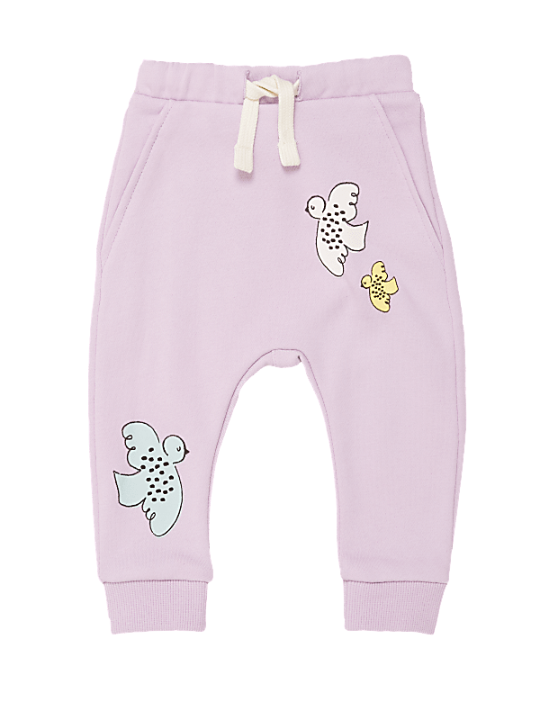 Cotton Bird Print Joggers
