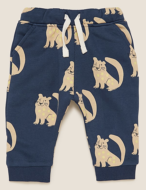 Cotton Cat Print Joggers