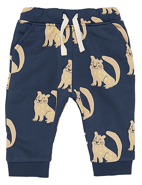 Cotton Cat Print Joggers