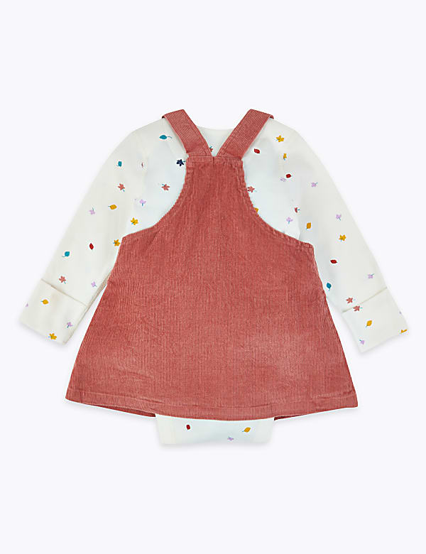 Pure Cotton Two Piece Corduroy Pinafore Set (0-3 Yrs)
