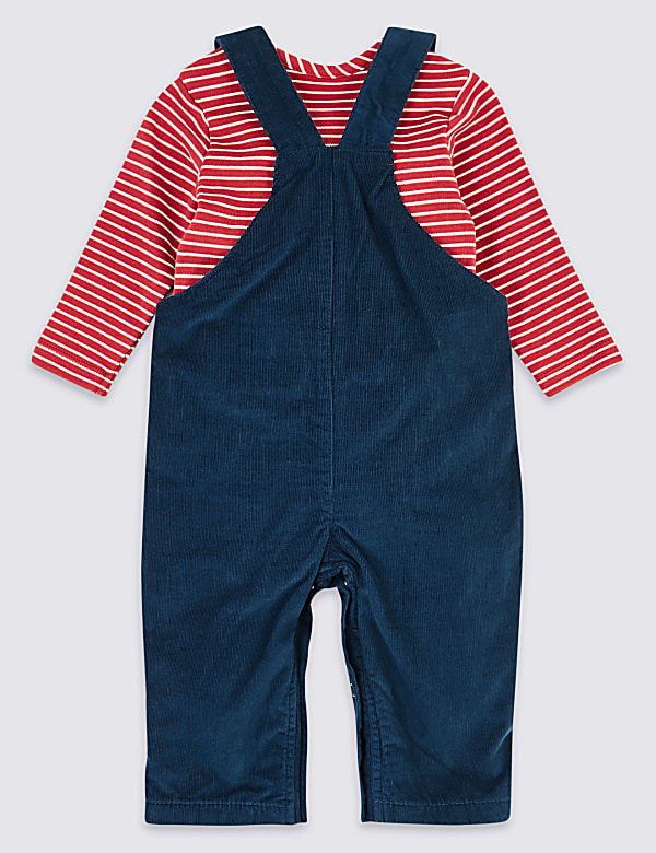 Pure Cotton Two Piece Dungarees Outfit (0-3 Yrs)