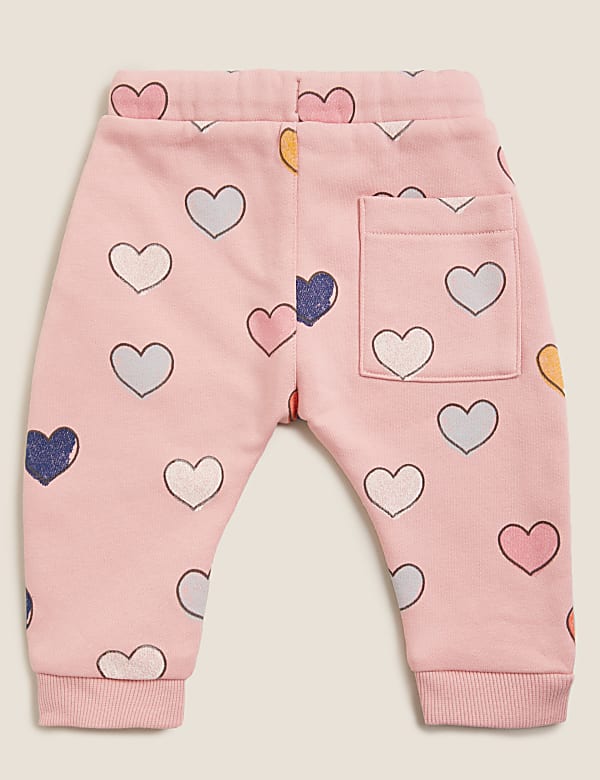 Cotton Rich Heart Print Joggers (0-3 Yrs)