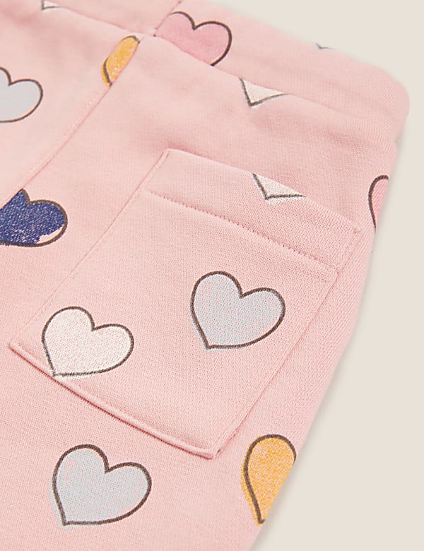 Cotton Rich Heart Print Joggers (0-3 Yrs)