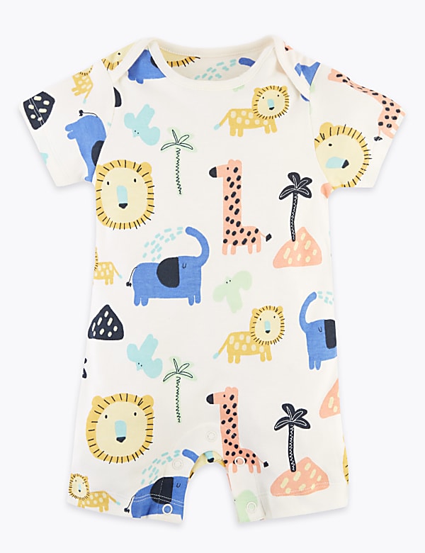 3 Pack Pure Cotton Safari Rompers (6½lbs-3 Yrs)