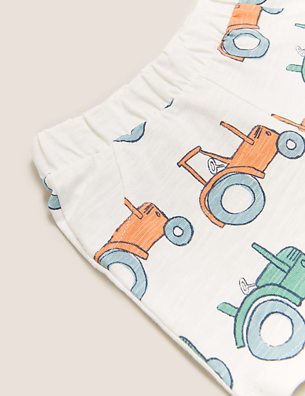 Organic Cotton Tractor Print Shorts