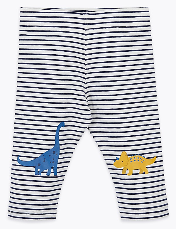 3 Pack Cotton Dinosaur Print Leggings (0-3 Yrs)