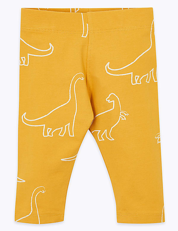 3 Pack Cotton Dinosaur Print Leggings (0-3 Yrs)