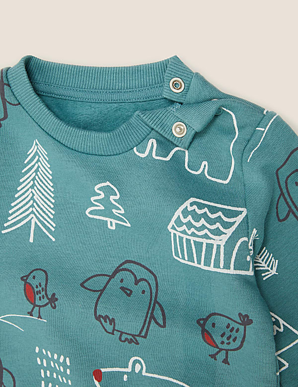 Cotton Winter Woodland Print Sweatshirt (0-3 Yrs)