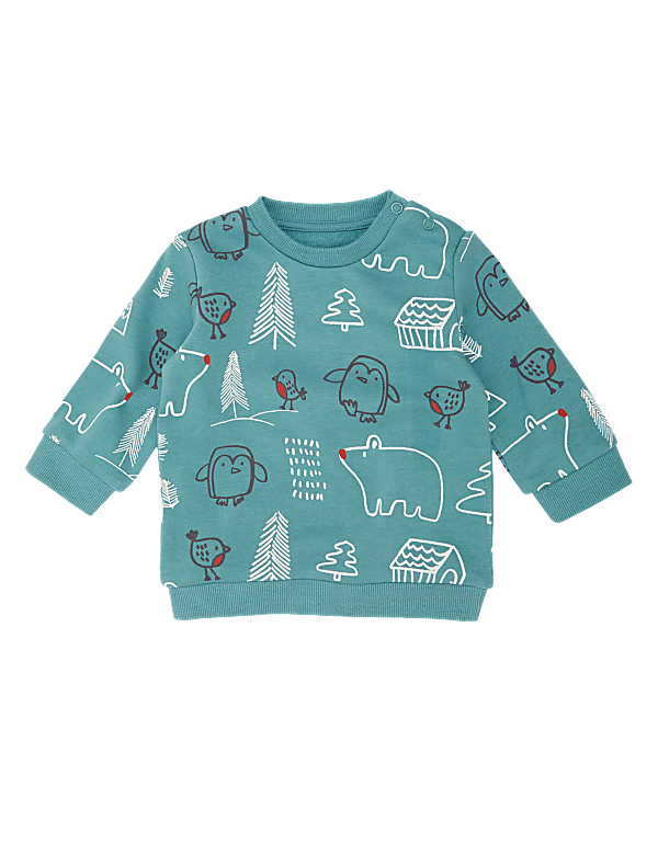 Cotton Winter Woodland Print Sweatshirt (0-3 Yrs)