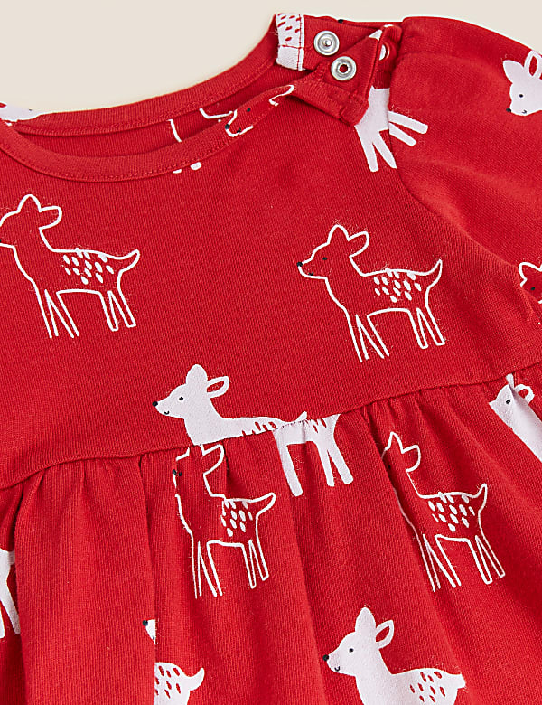 Pure Cotton Deer Print Dress (0-3 Yrs)