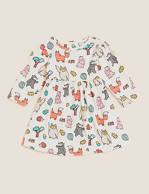 Pure Cotton Woodland Print Dress (0-3 Yrs)