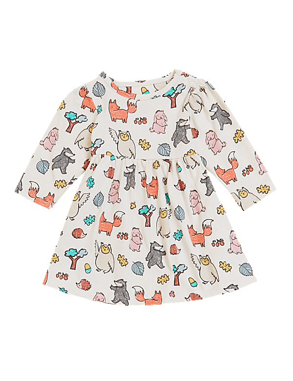 Pure Cotton Woodland Print Dress (0-3 Yrs)