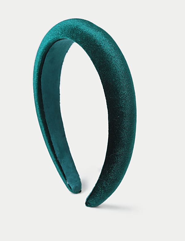 Zielona aksamitna opaska na głowę - PL