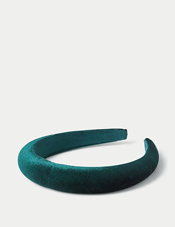 Zielona aksamitna opaska na głowę - PL