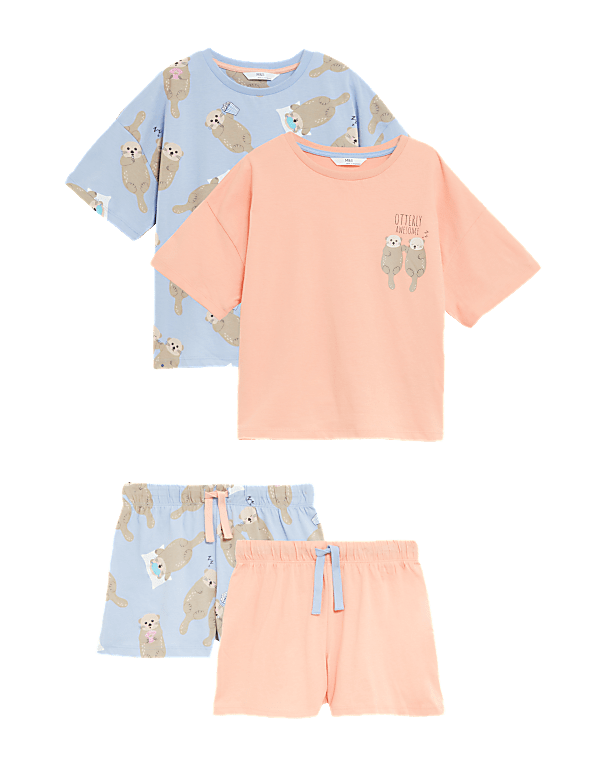 2pk Pure Cotton Otter Short Pyjama Sets