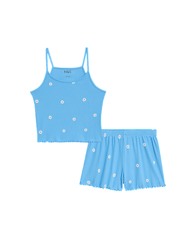 Cotton Rich Floral Ribbed Pyjamas (6-16 Yrs)