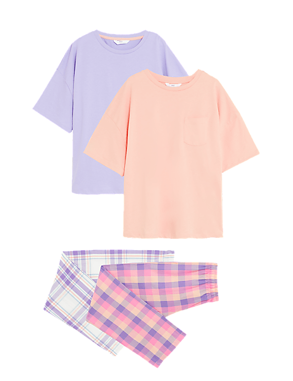 2pk Pure Cotton Checked Pyjama Sets