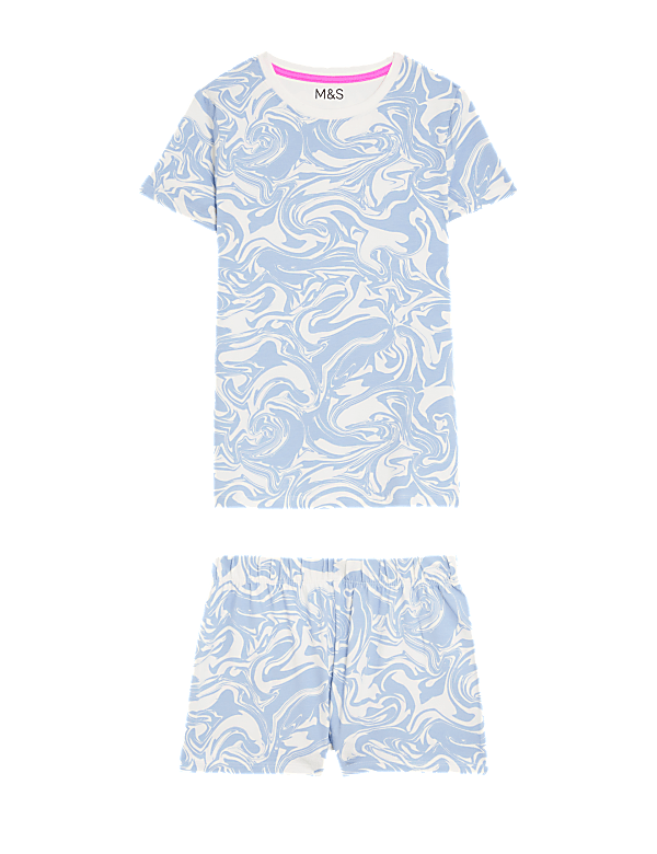 Cotton Rich Marble Print Short Pyjama Set