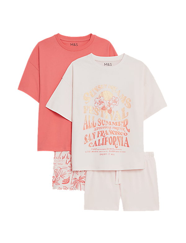 2pk Pure Cotton Printed Pyjama Sets (6-16 Yrs)