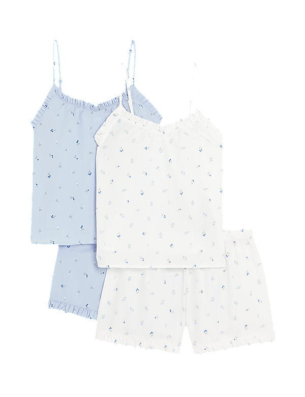 2pk Pure Cotton Floral Pyjama Sets (6-16 Yrs)