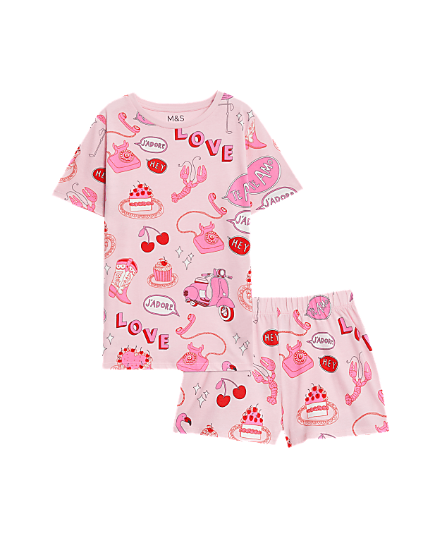 Pure Cotton Love Print Pyjamas (7-14 Yrs)