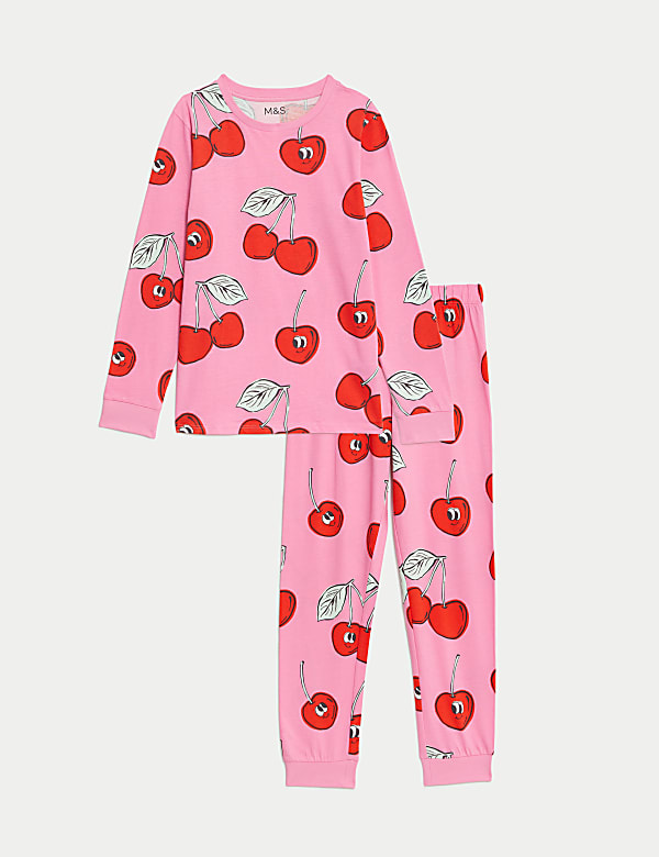 Pure Cotton Cherry Print Pyjamas (7-14 Yrs) - BN