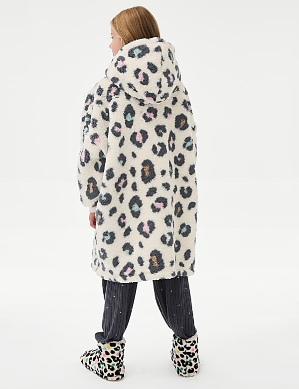 Leopard Print Borg Oversized Hoodie (3-16 Yrs) - DK