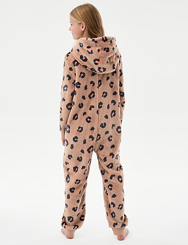 Leopard Fleece Hooded Onesie (6-16 Yrs) - AT