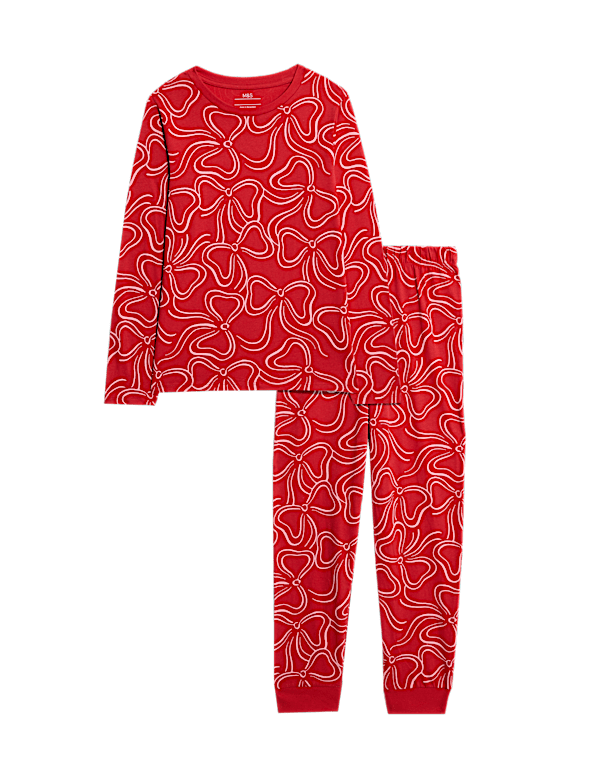 Pure Cotton Bow Print Pyjamas (1-16 Yrs)