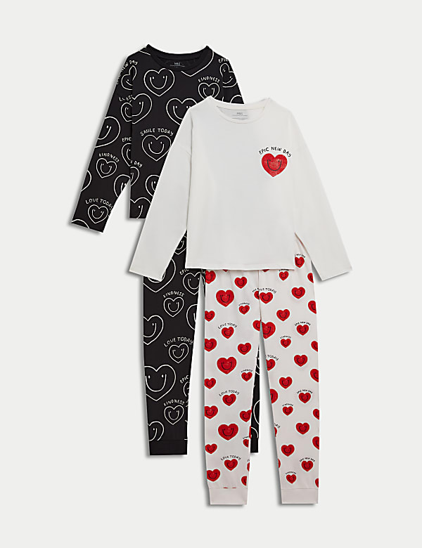 2pk Pure Cotton Heart Pyjamas 6 16 Yrs