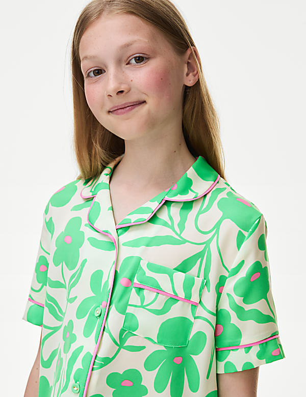 Satin Floral Print Pyjamas (6-16 Yrs)