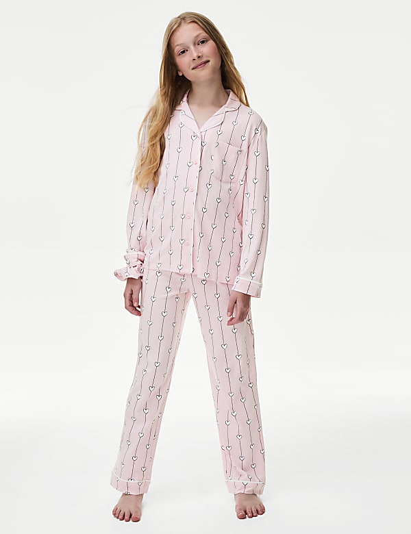 Cotton Modal Heart Pyjamas with Scrunchie (3-16 Yrs) - MX