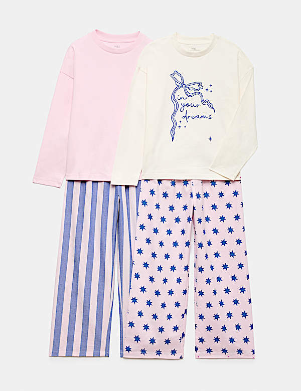 2 Pack Bow Graphic Pyjama Sets (6-16 Yrs)