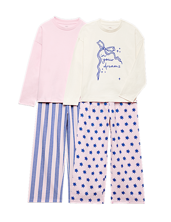 2 Pack Bow Graphic Pyjama Sets (6-16 Yrs)