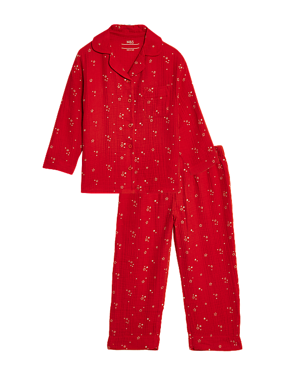 Pure Cotton Christmas Star Pyjamas (1-16 Yrs)