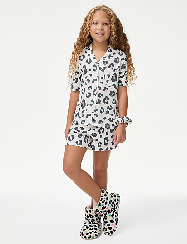 Modal Blend Leopard Pyjamas with Scrunchie (3-16 Yrs)